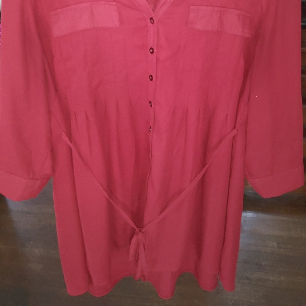Red Torrid button down tunic, 2X - Picture 2 of 4